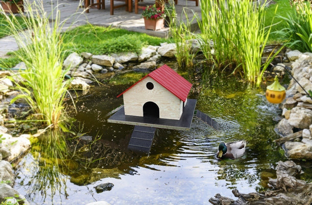 Elmato Entenhaus mit Schwimmplattform und Treppe für den Teich, Set & Einzeln