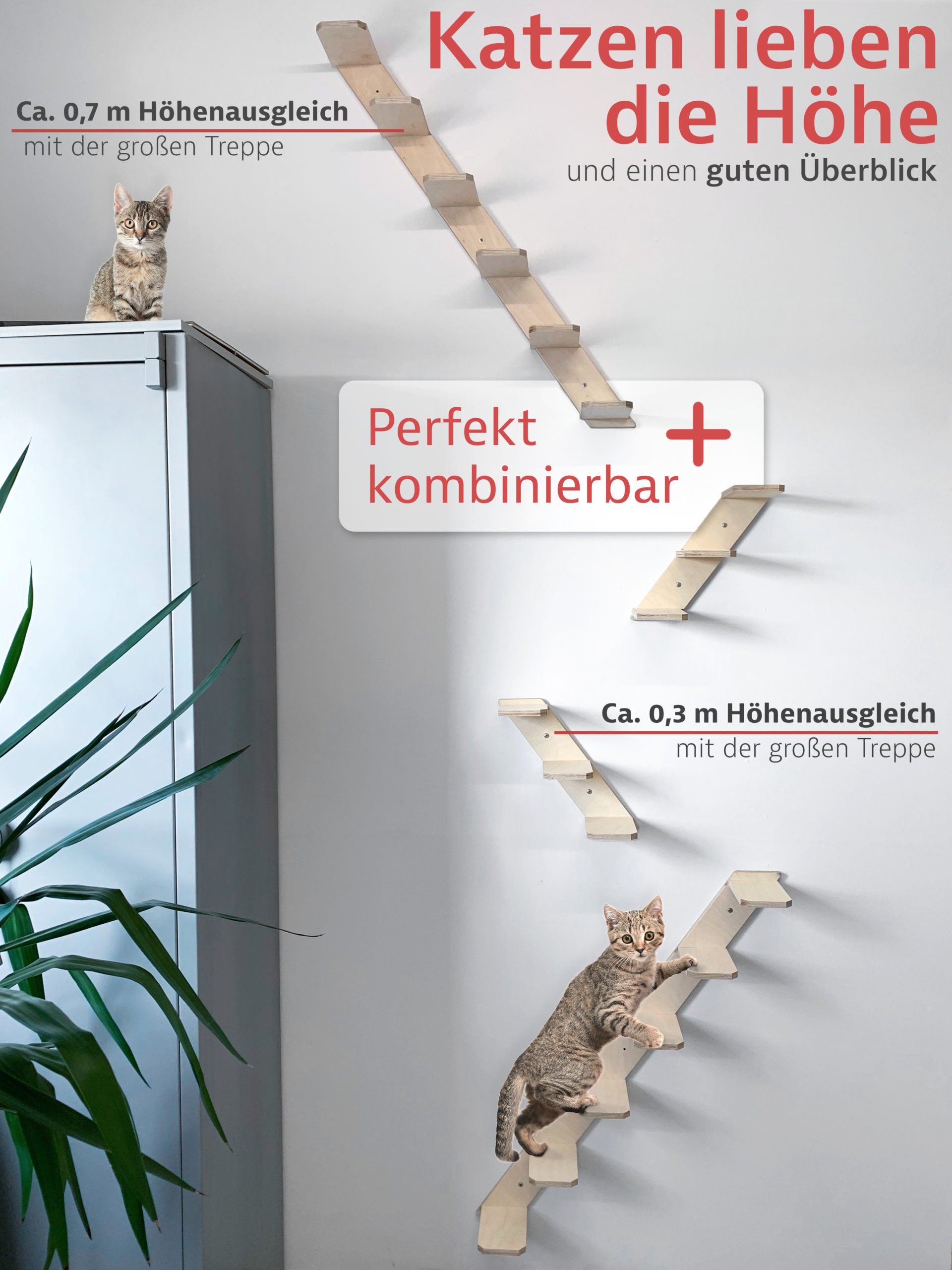 Elmato Katzen Stufentreppe, mit 3 oder 6 Sprossen, links & rechts