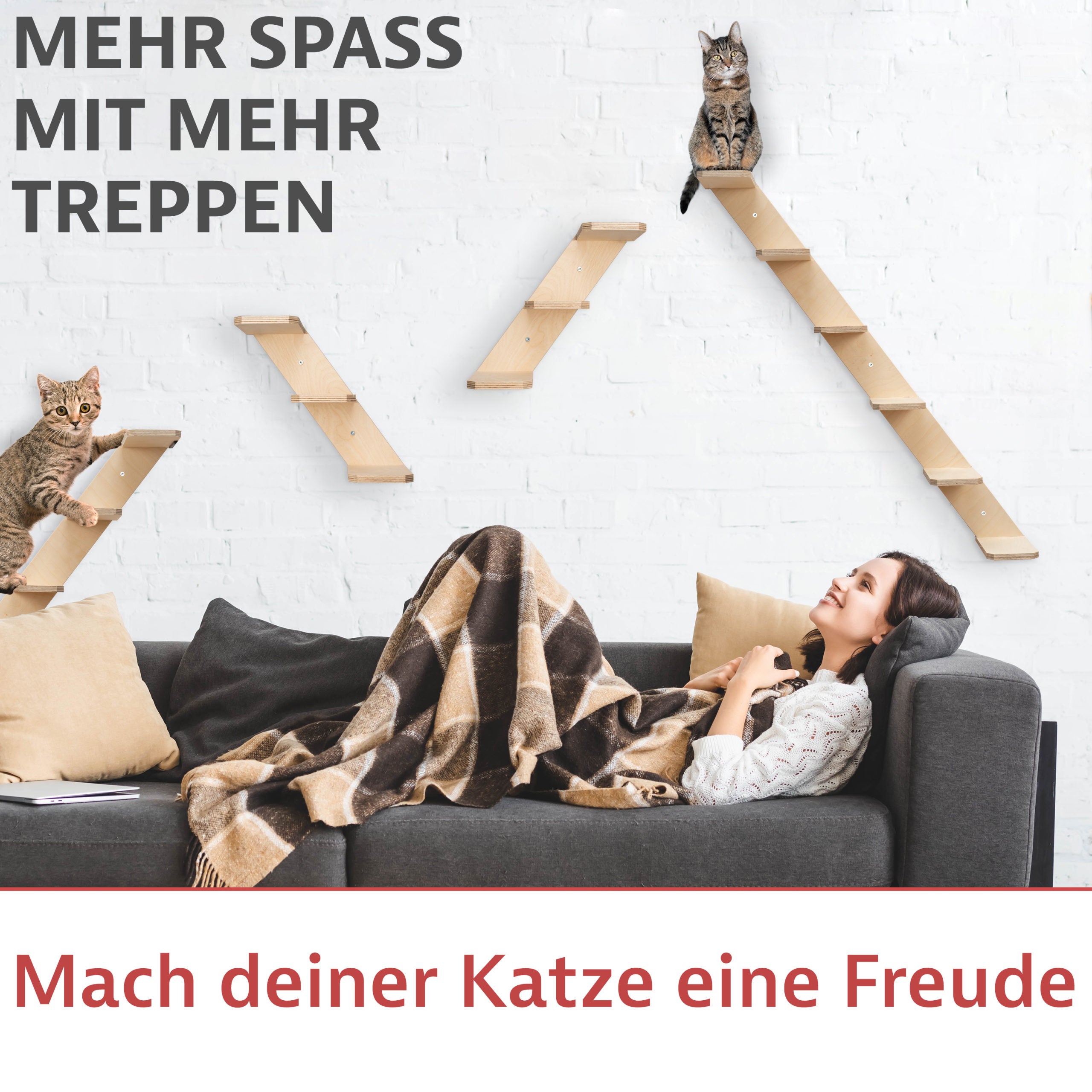 Elmato Katzen Stufentreppe, mit 3 oder 6 Sprossen, links & rechts